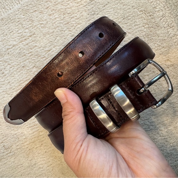 Roundtree And Yorke Brown Leather Belt - Picture 3 of 7